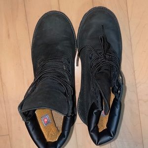 Worn Black Timberland Boots